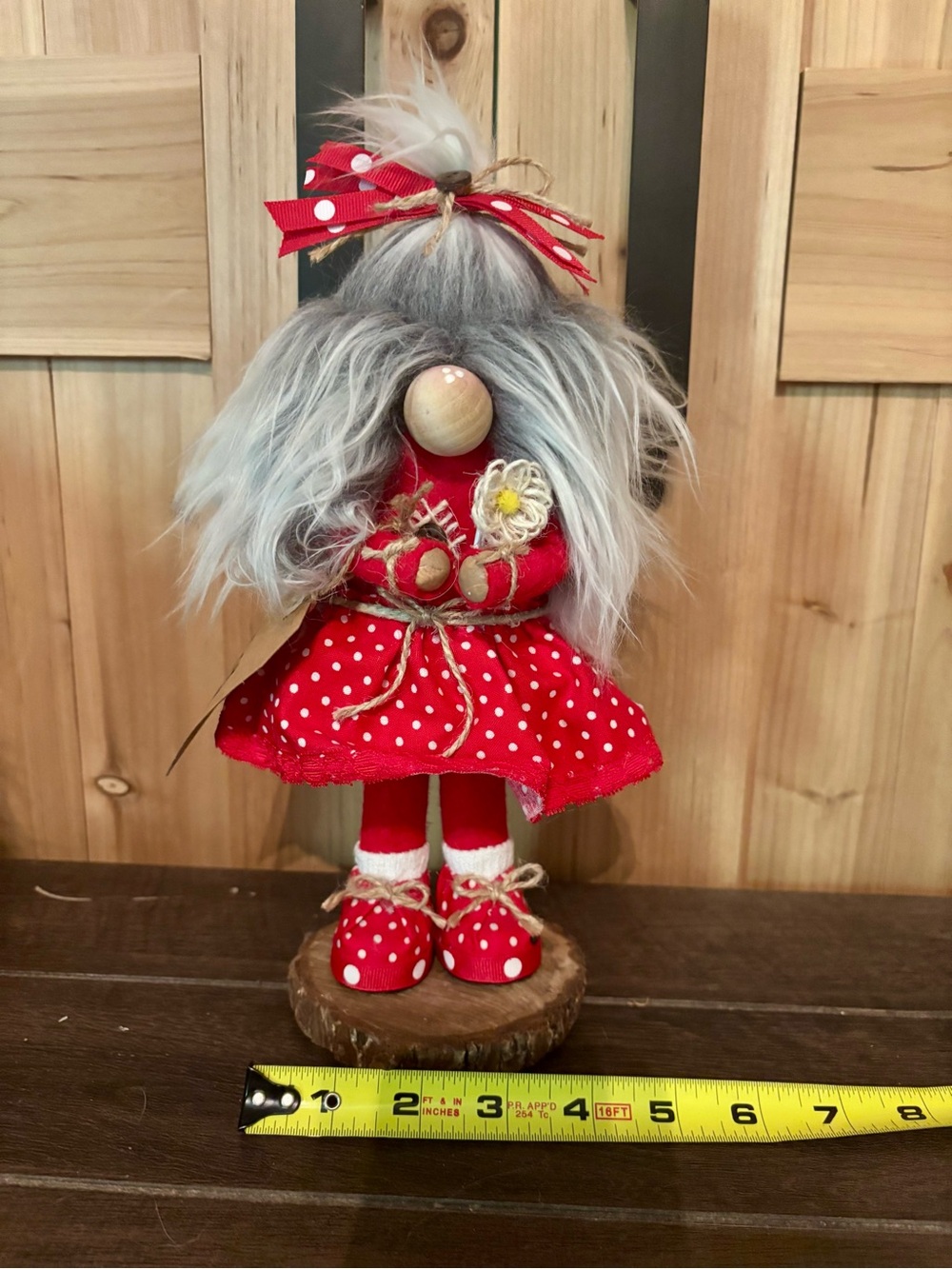 Handmade Red Polka Dot Scandinavian Gnome Doll by